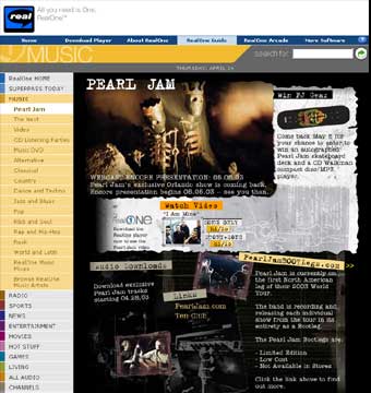 RealOne Pearl Jam Webcast