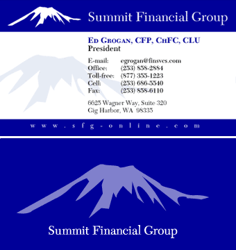 Summit Financial Logo and Business Card